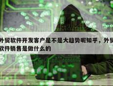 外贸软件开发客户是不是大趋势呢知乎，外贸软件销售是做什么的