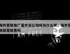 海外营销推广是外贸公司吗为什么呢，海外营销就是销售吗