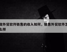 做外贸软件销售的收入如何，销售外贸软件怎么样