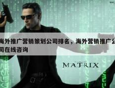 海外推广营销策划公司排名，海外营销推广公司在线咨询